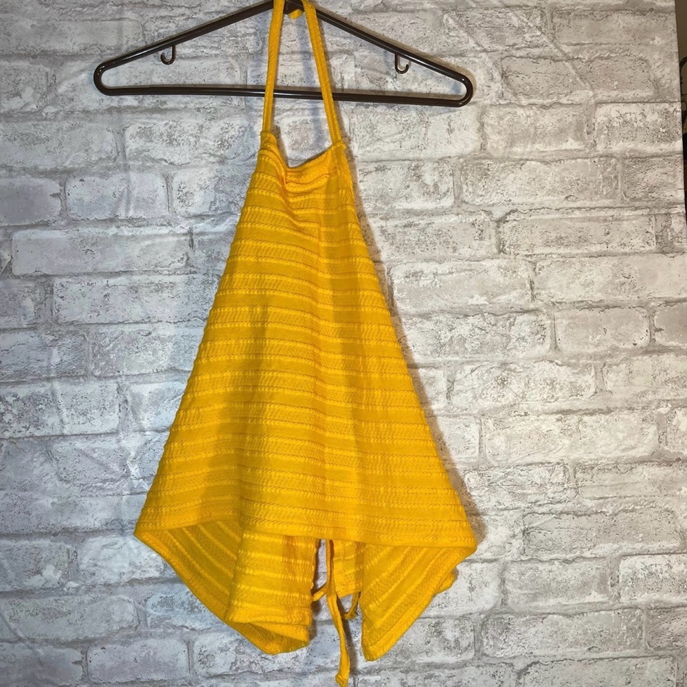 Free People Beach Sunflower Yellow Knit Halter Top Size Small